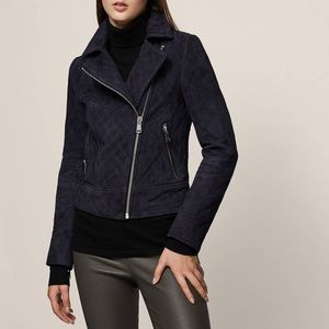 REISS Amie quilted suede leather jacket NWT